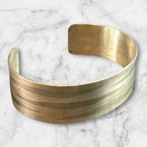 Artisan made sterling silver and nickel metal tiger striped cuff bracelet